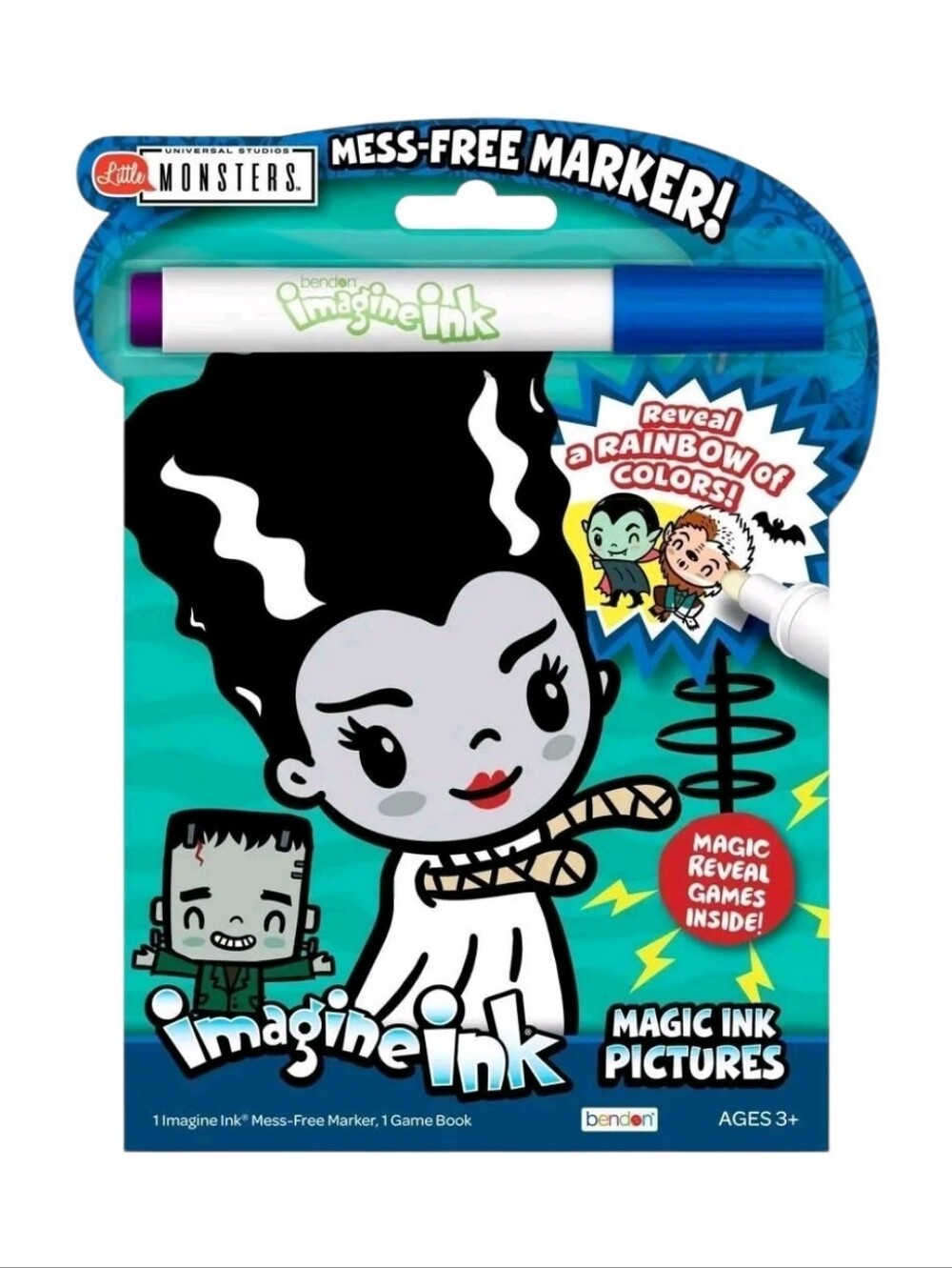 Universal Studios Little Monsters Mess Free Marker Color Book Nwt